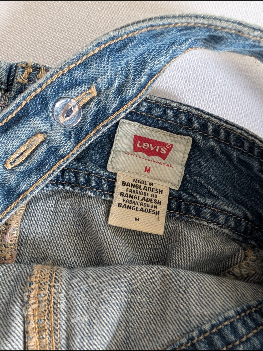 Levi's Light Blue Denim Button-Front Mini Dress with Straps - Picture 2 of 8